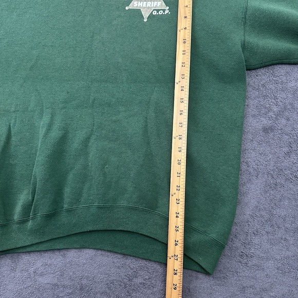 Vintage 90s Hunter Sheriff Sweatshirt Crewneck Size XL Green USA Made G.O.P. - Picture 8 of 12